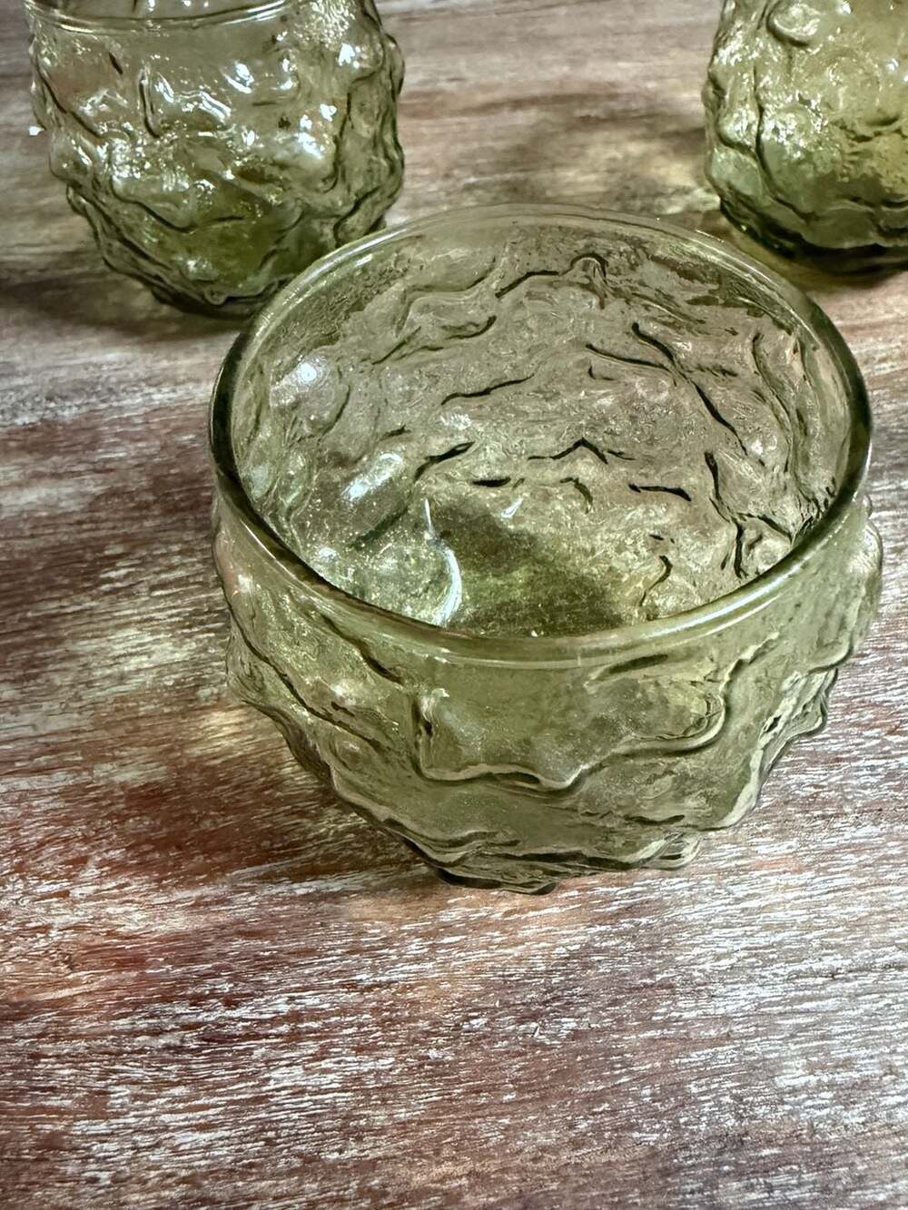 Set of 4 Anchor Hocking Milano Green Roly Poly Rocks Glasses - Picture 4 of 8